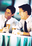 two businessmen drinking